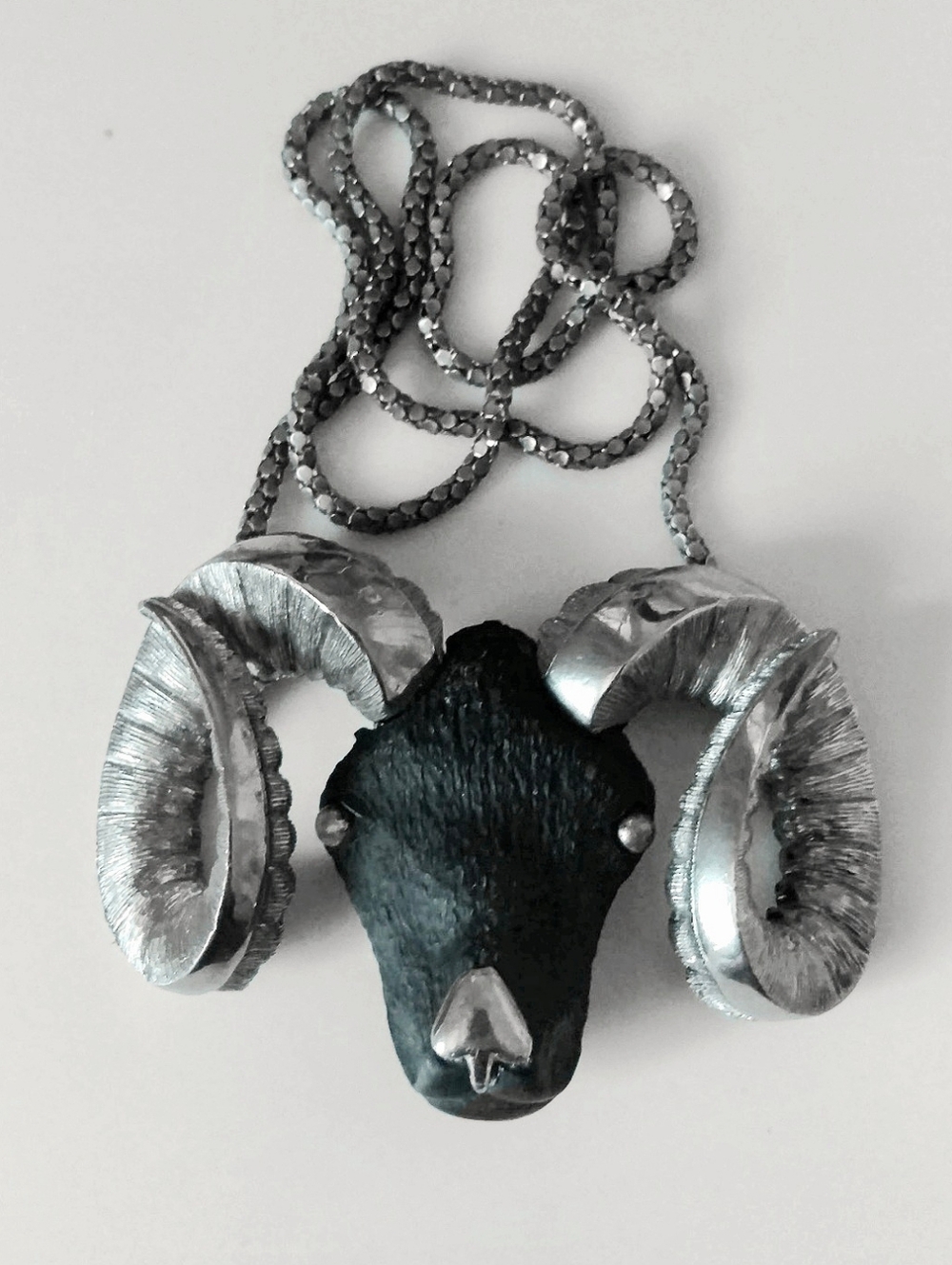 HUGE Vintage Rams Head ARIES Pendant